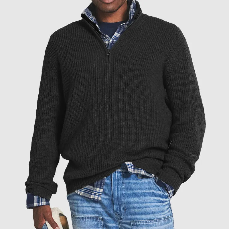 Elegante jersey con cremallera de mezcla de cachemira: cómodo y elegante