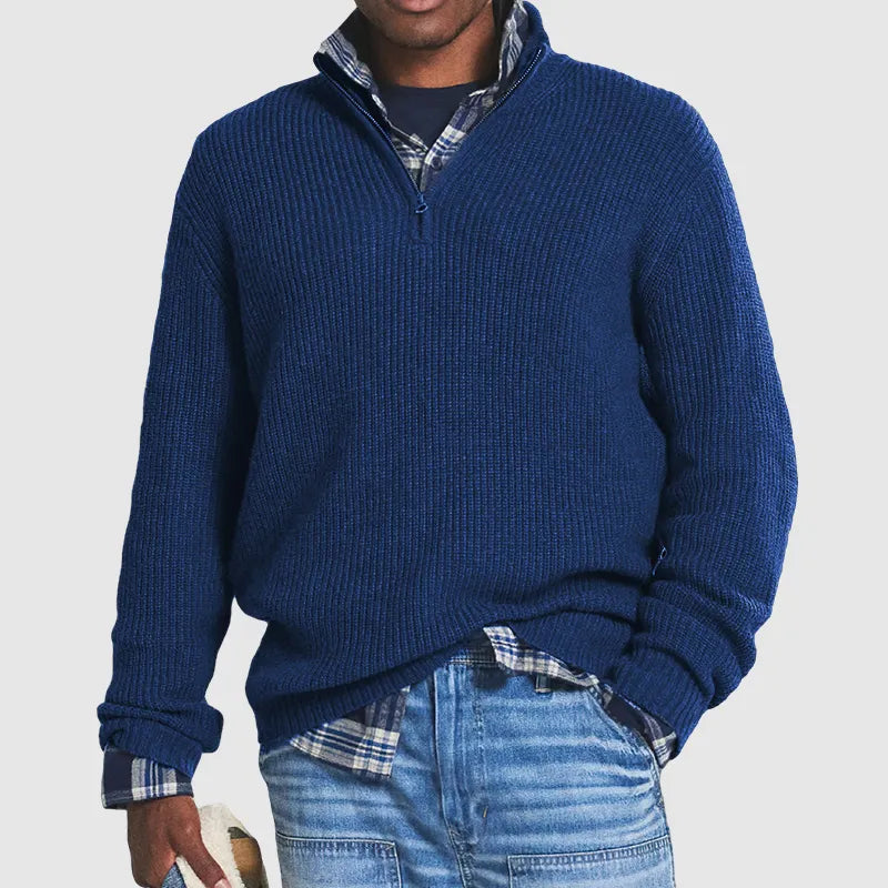 Elegante jersey con cremallera de mezcla de cachemira: cómodo y elegante