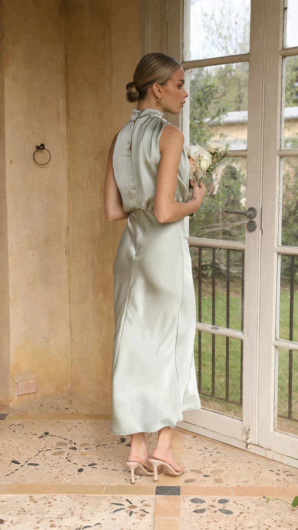 Vestido elegante mujer de satén, cómodo y favorecedor para diario