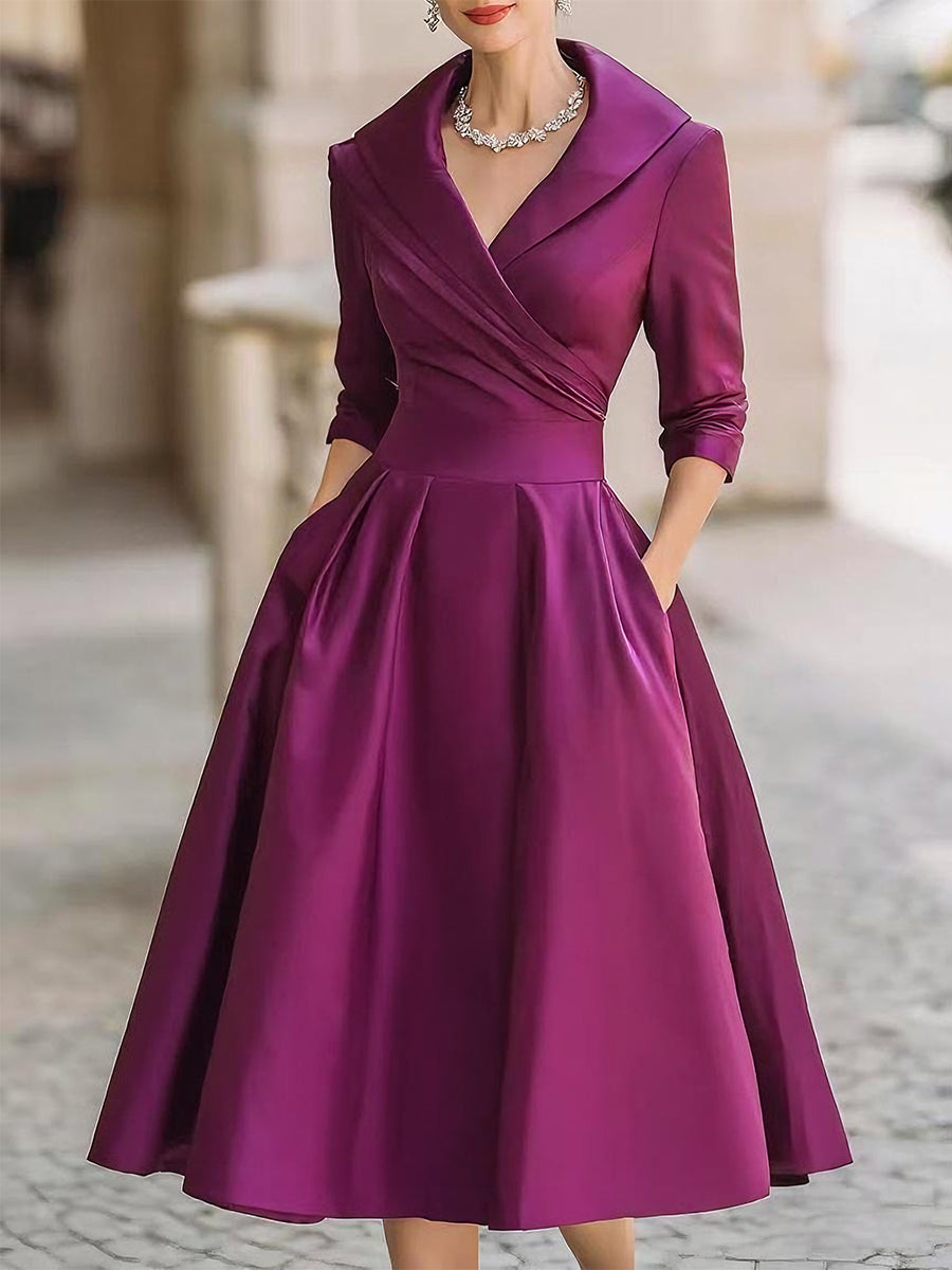 Vestido midi satén cómodo y chic mujer casual o formal