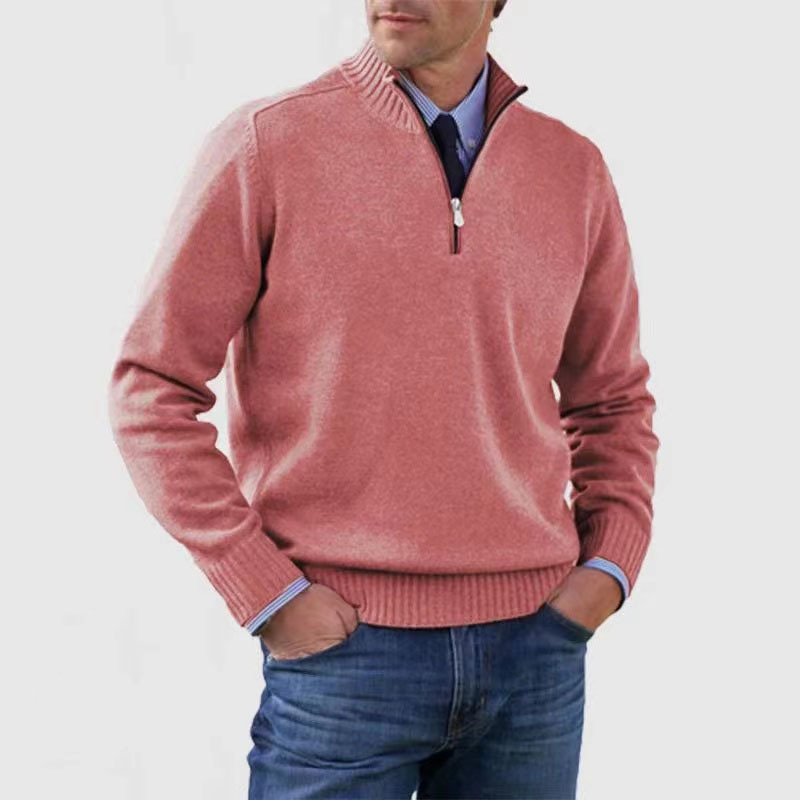 Jersey de punto para hombre con cremallera corta