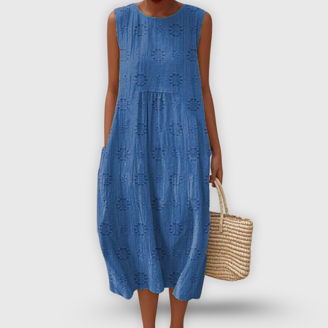 Jayda | Elegante vestido de algodón sin mangas con bolsillos
