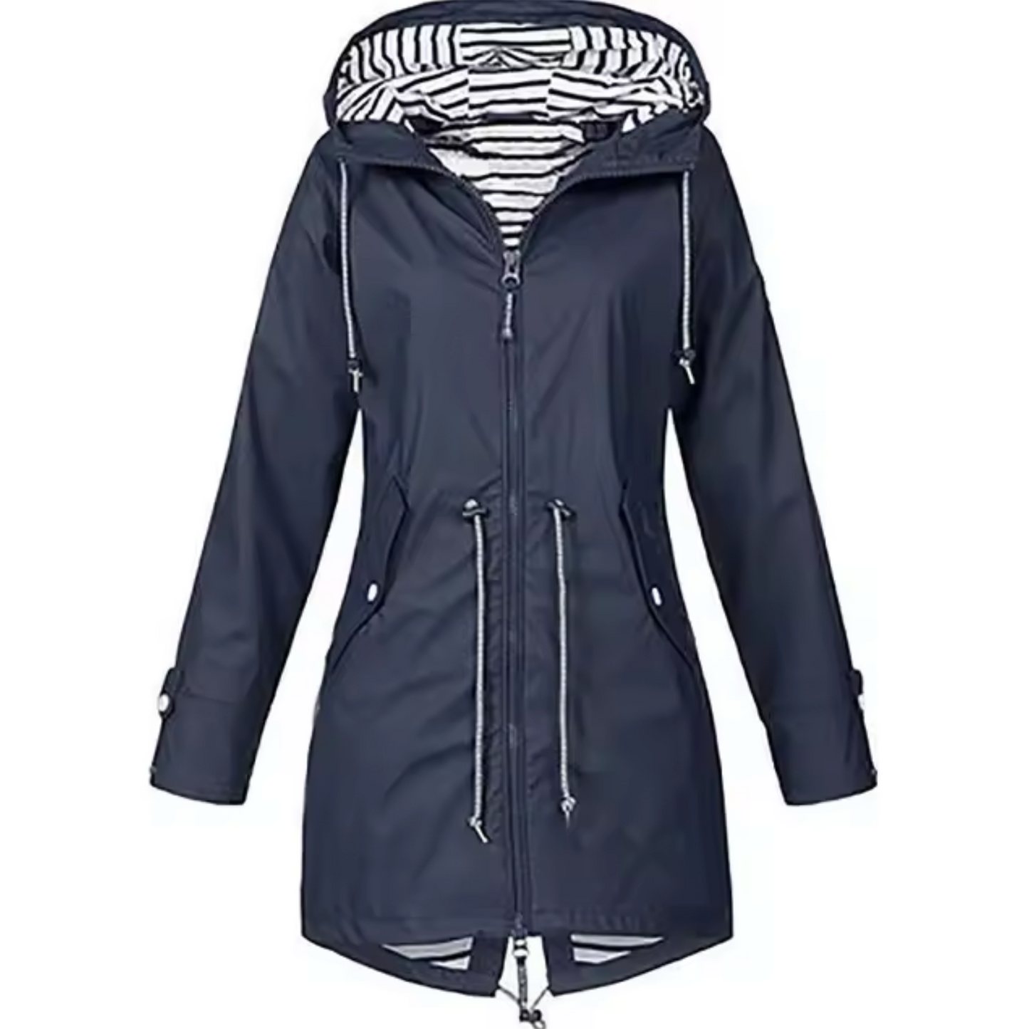 Chaqueta de invierno moderna para mujer: cómoda, con forro interior a rayas