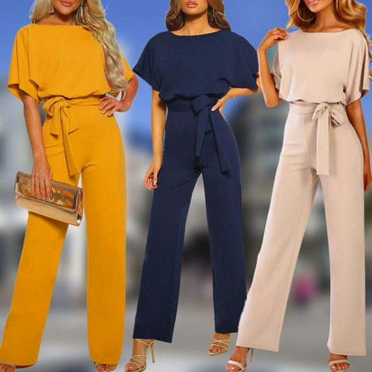 Loscana Jumpsuits | Leichter Sommer-Jumpsuit mit Gürtel | Luftiger Hosenanzug für Business & Party