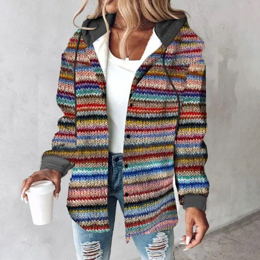 Elegante chaqueta de punto para mujer: multicolor y cómoda