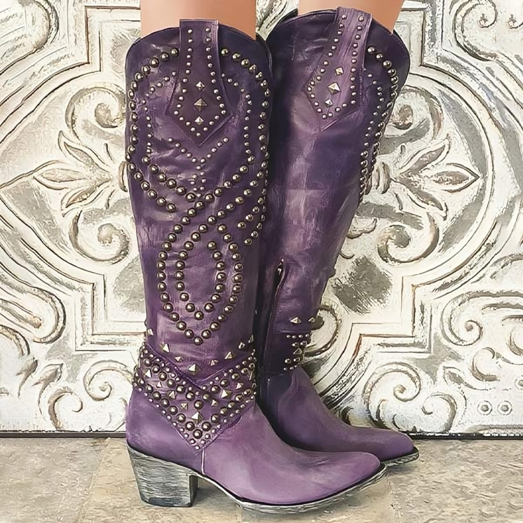 Botas de caña alta mujer, estilo cowboy y diseño elegante