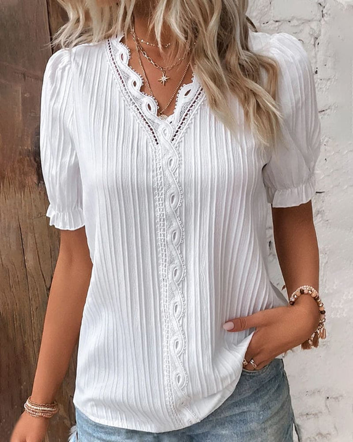Blusa mujer escote en V, elegante y confortable para primavera