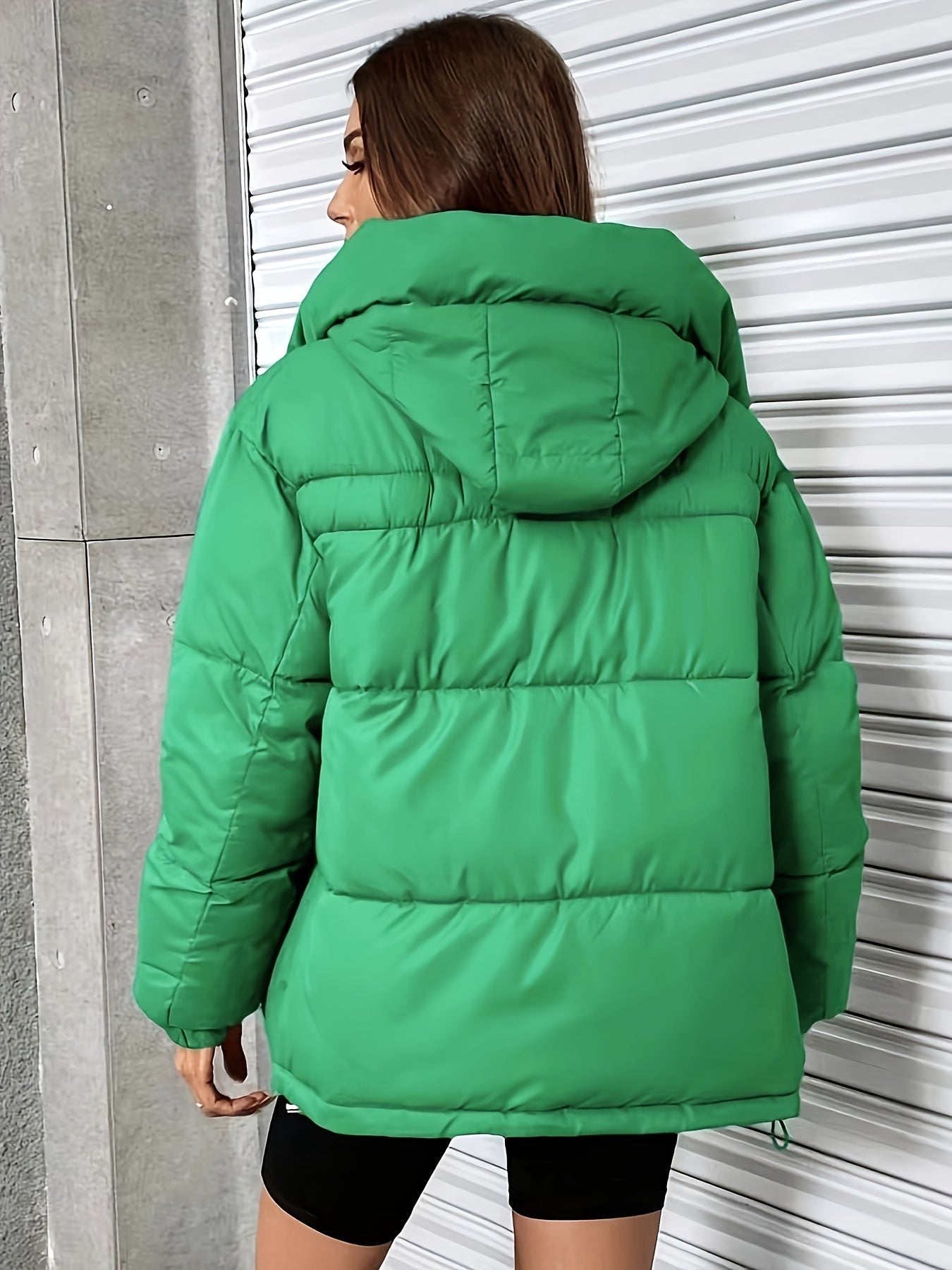 Chaqueta acolchada ligera para mujer – Chaqueta de plumón cálida para invierno con capucha