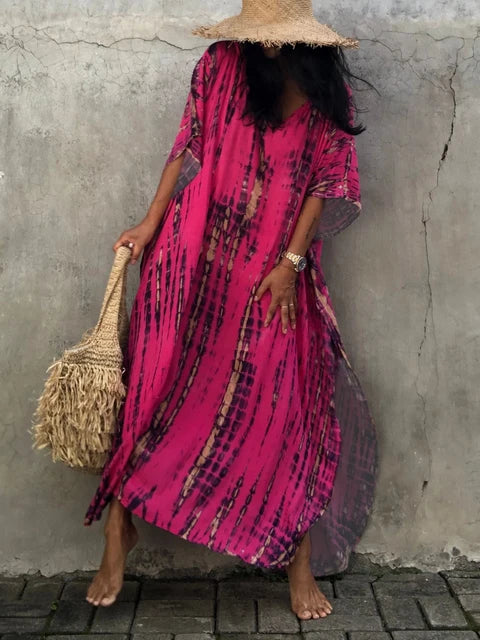 Vestido largo mujer estilo kaftán, moderno y confortable para días cálidos