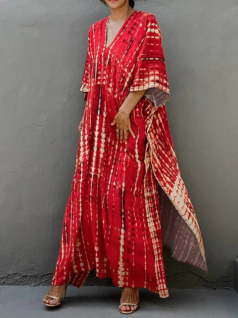 Vestido largo mujer estilo kaftán, moderno y confortable para días cálidos
