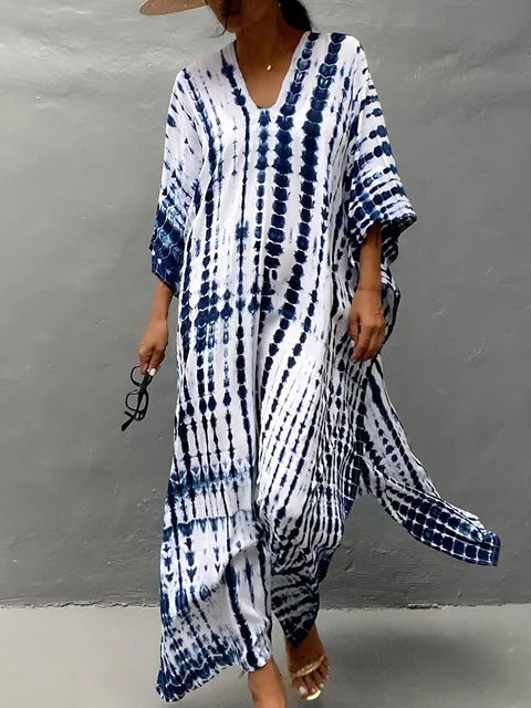Vestido largo mujer estilo kaftán, moderno y confortable para días cálidos