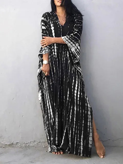Vestido largo mujer estilo kaftán, moderno y confortable para días cálidos