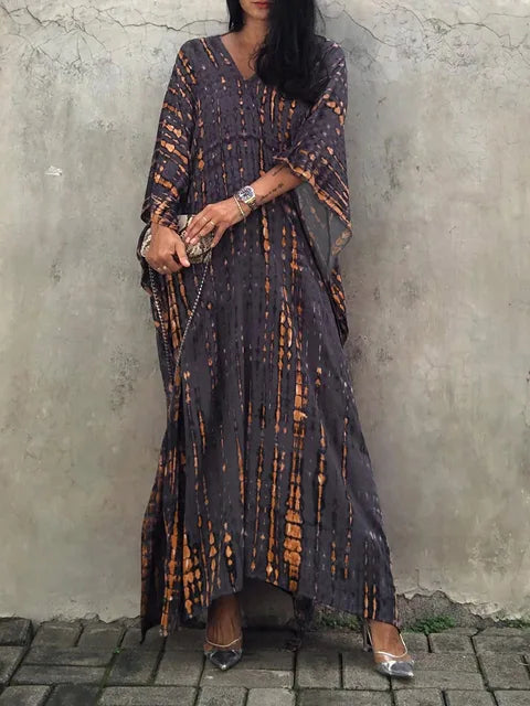 Vestido largo mujer estilo kaftán, moderno y confortable para días cálidos