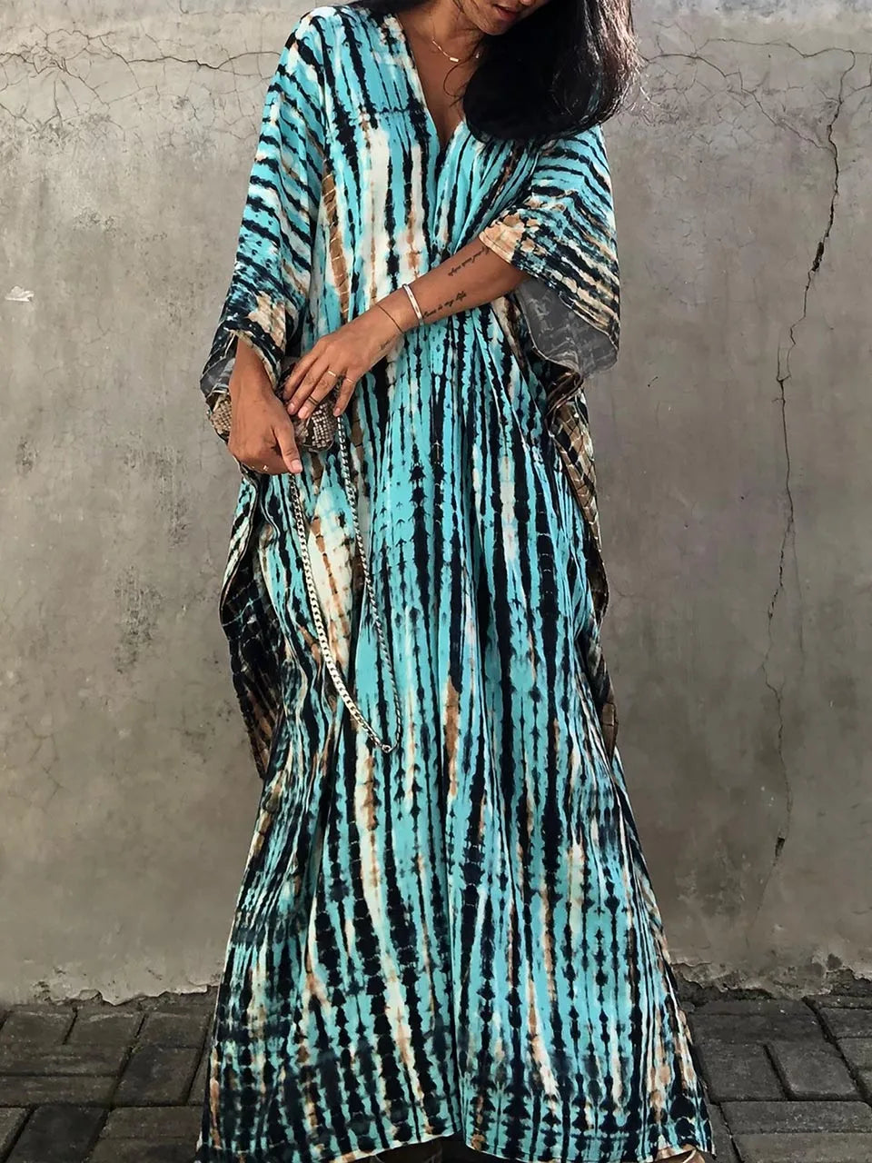 Vestido largo mujer estilo kaftán, moderno y confortable para días cálidos