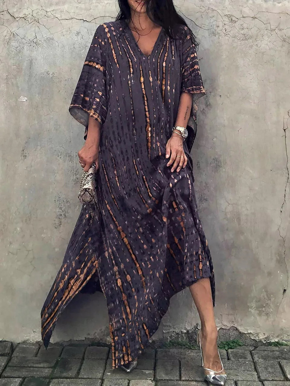 Vestido largo mujer estilo kaftán, moderno y confortable para días cálidos