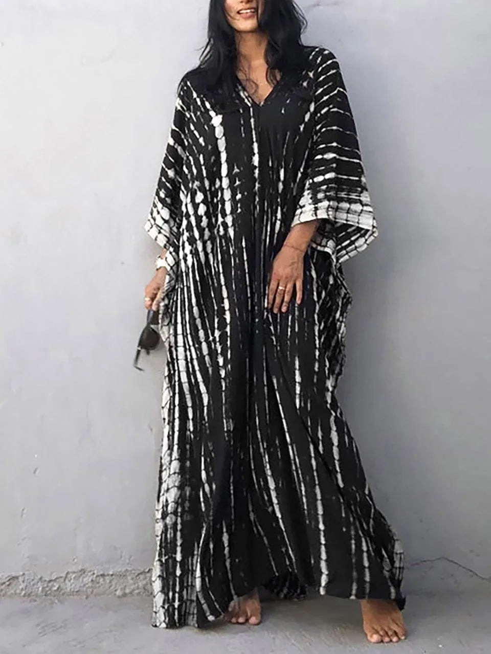 Vestido largo mujer estilo kaftán, moderno y confortable para días cálidos