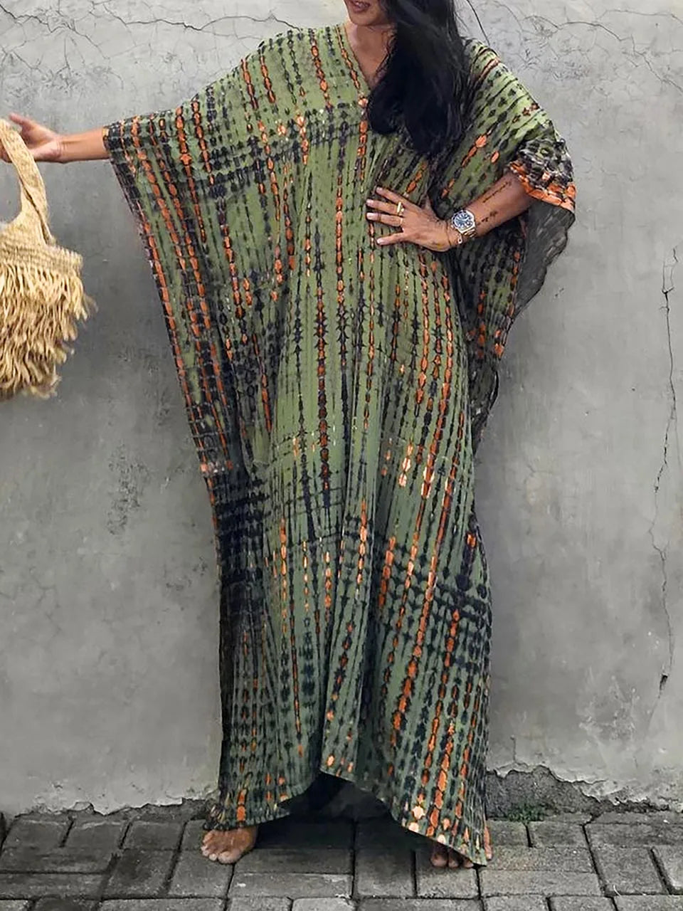Vestido largo mujer estilo kaftán, moderno y confortable para días cálidos