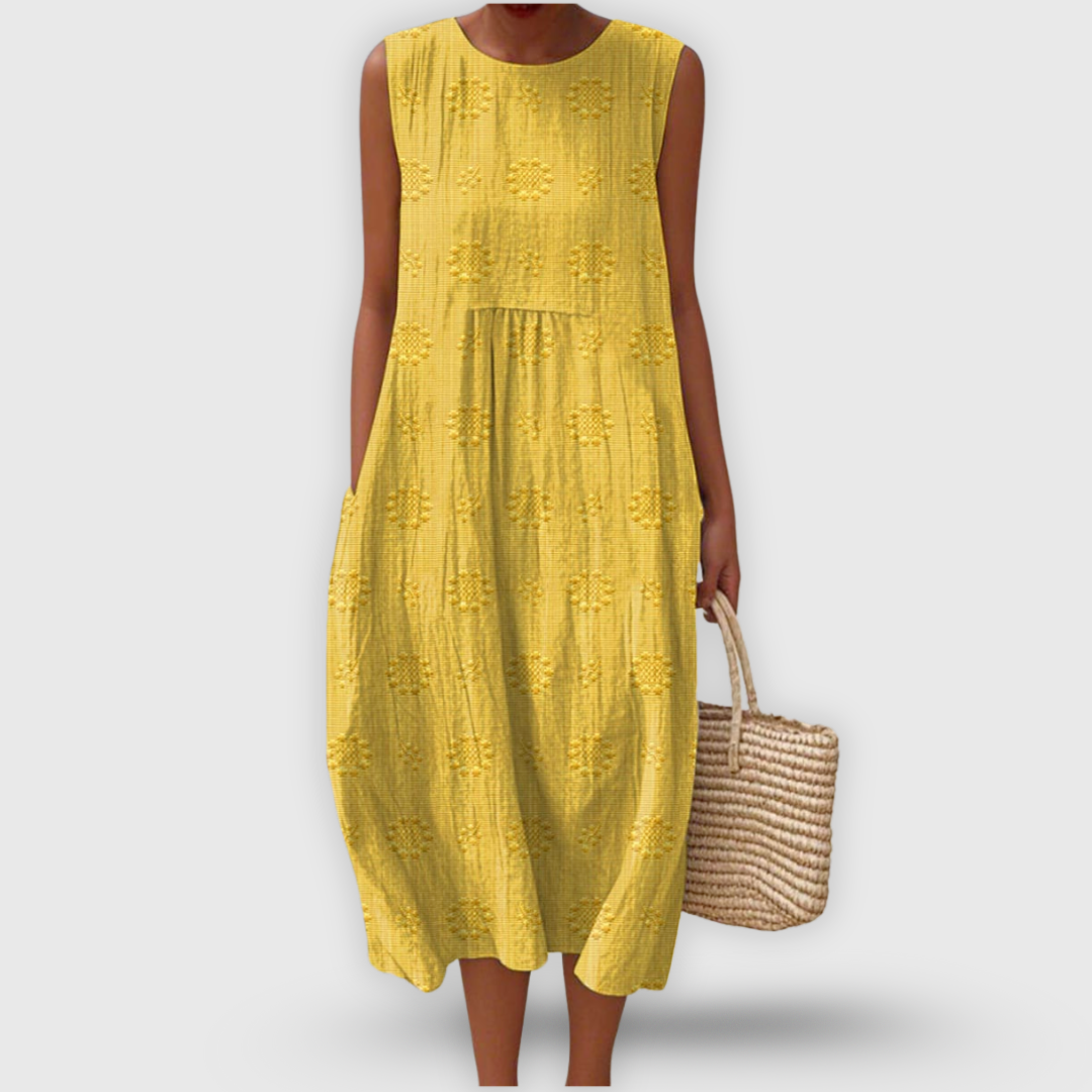 Jayda | Elegante vestido de algodón sin mangas con bolsillos