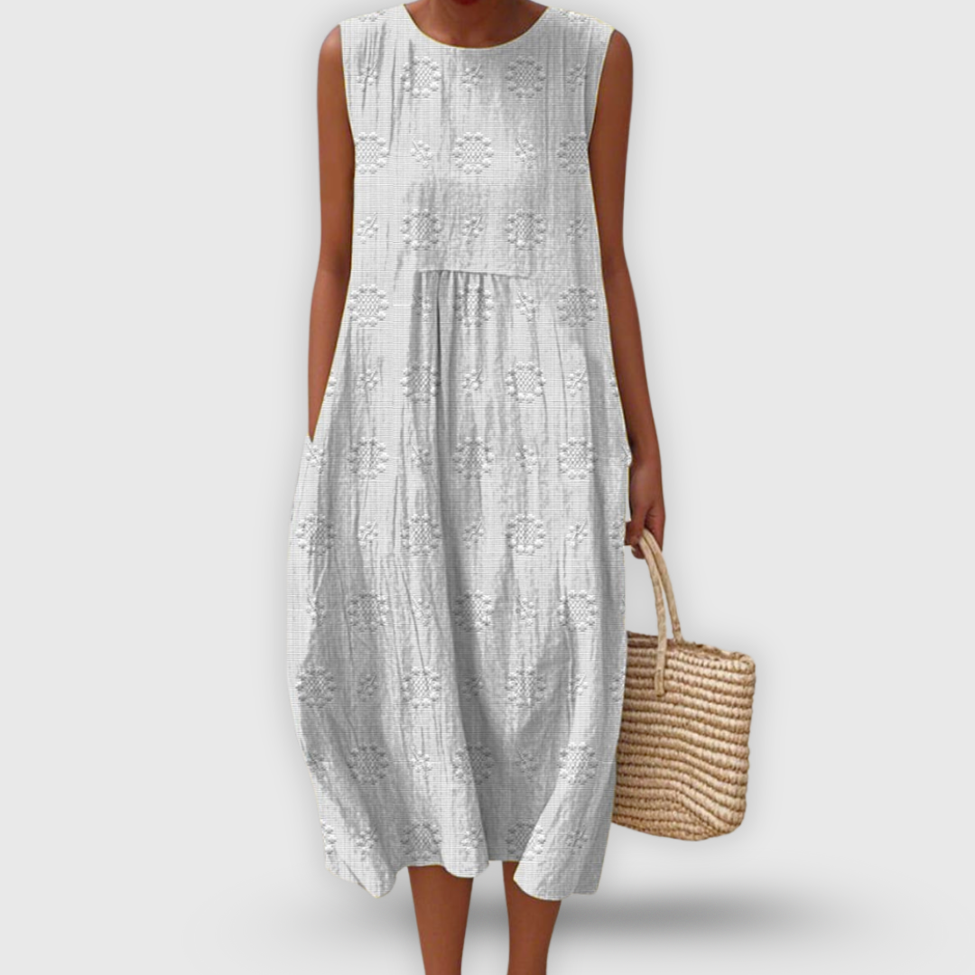 Jayda | Elegante vestido de algodón sin mangas con bolsillos