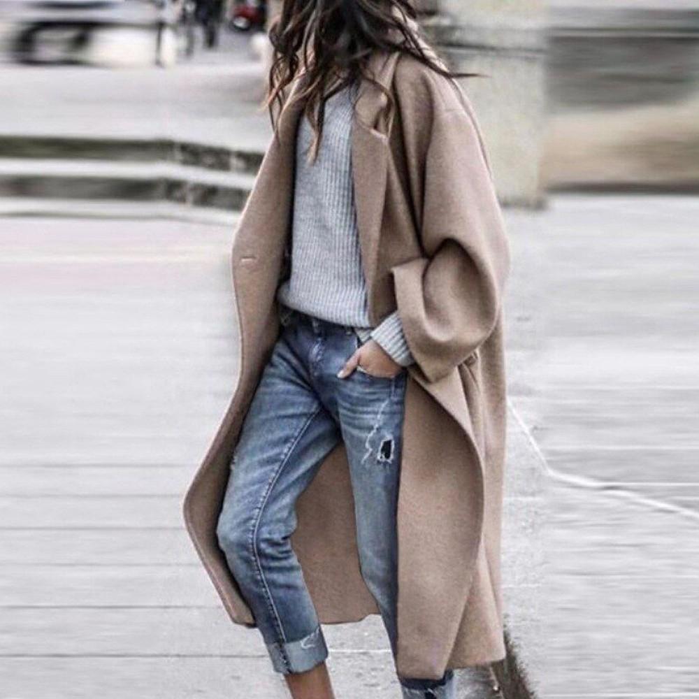 Abrigo largo de invierno para mujer, cálido, elegante y cortavientos.