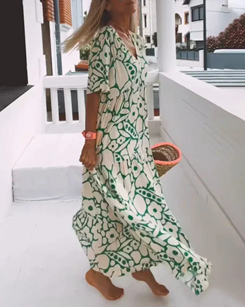 Vestido Largo Verano Mujer – Fluido y con Elegantes Estampados Gráficos