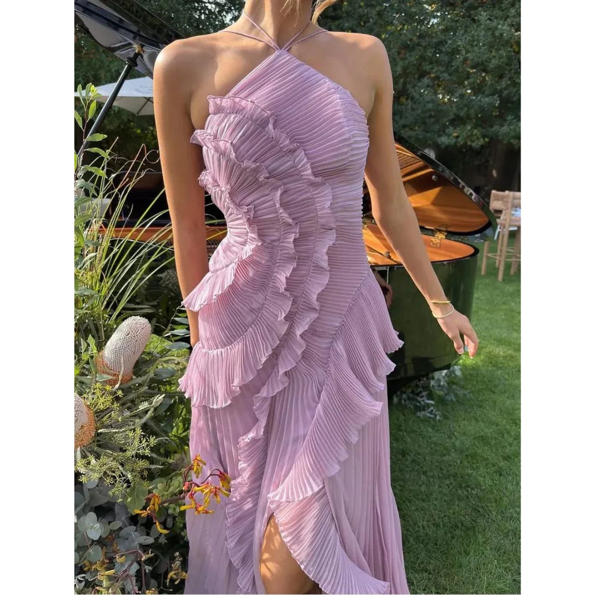 Vestido de Fiesta Largo – Diseño con Volantes, Ideal para Bodas y Cócteles