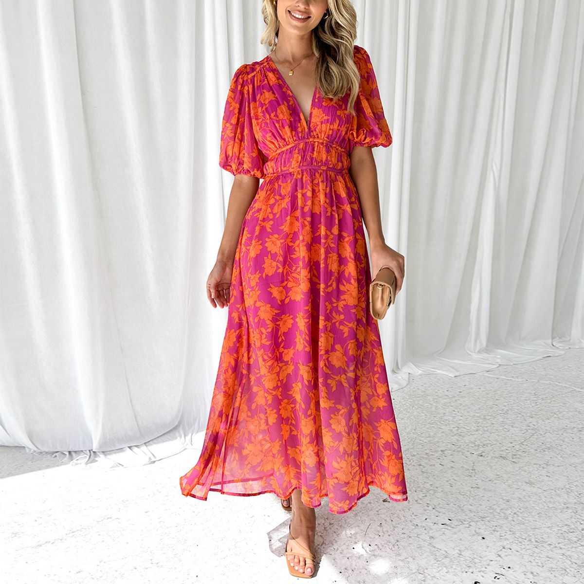 Vestido mujer verano elegante flores ligero chic primavera-verano