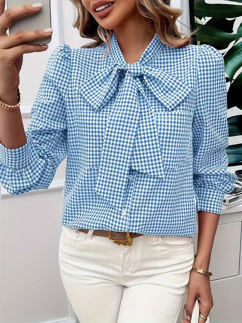 Blusa con detalle de lazo mujer, ligera y refinada para primavera