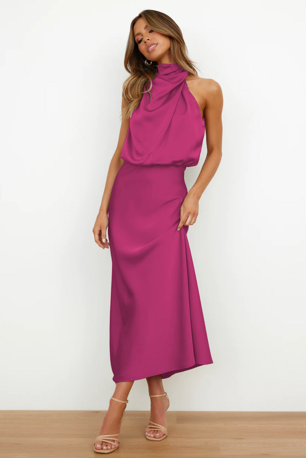 Vestido satinado femenino, cómodo y moderno