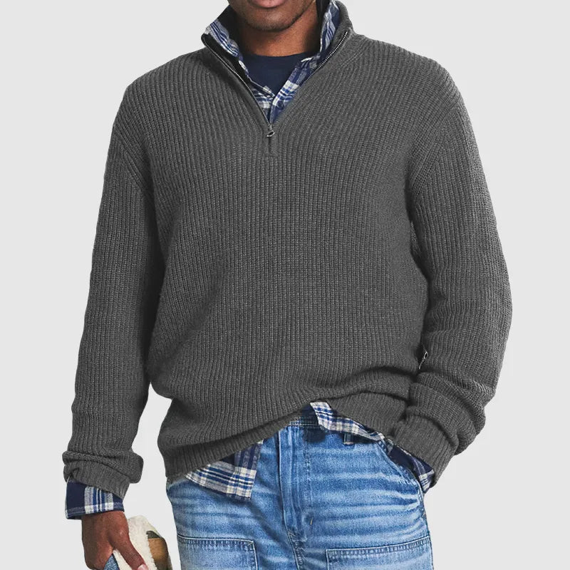 Elegante jersey con cremallera de mezcla de cachemira: cómodo y elegante