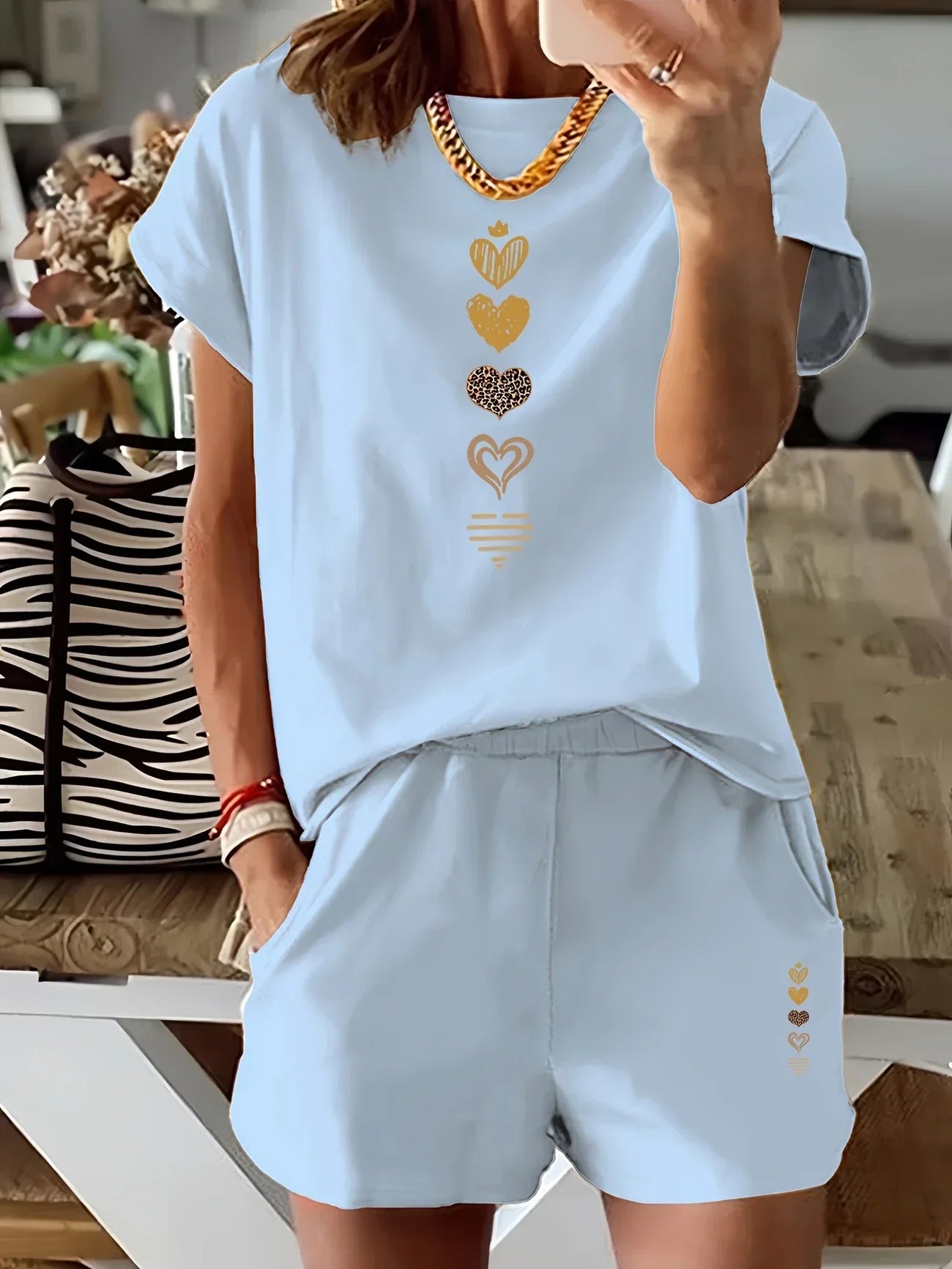 Leah | Informal Conjunto De Dos Piezas Con Impresión Gráfica