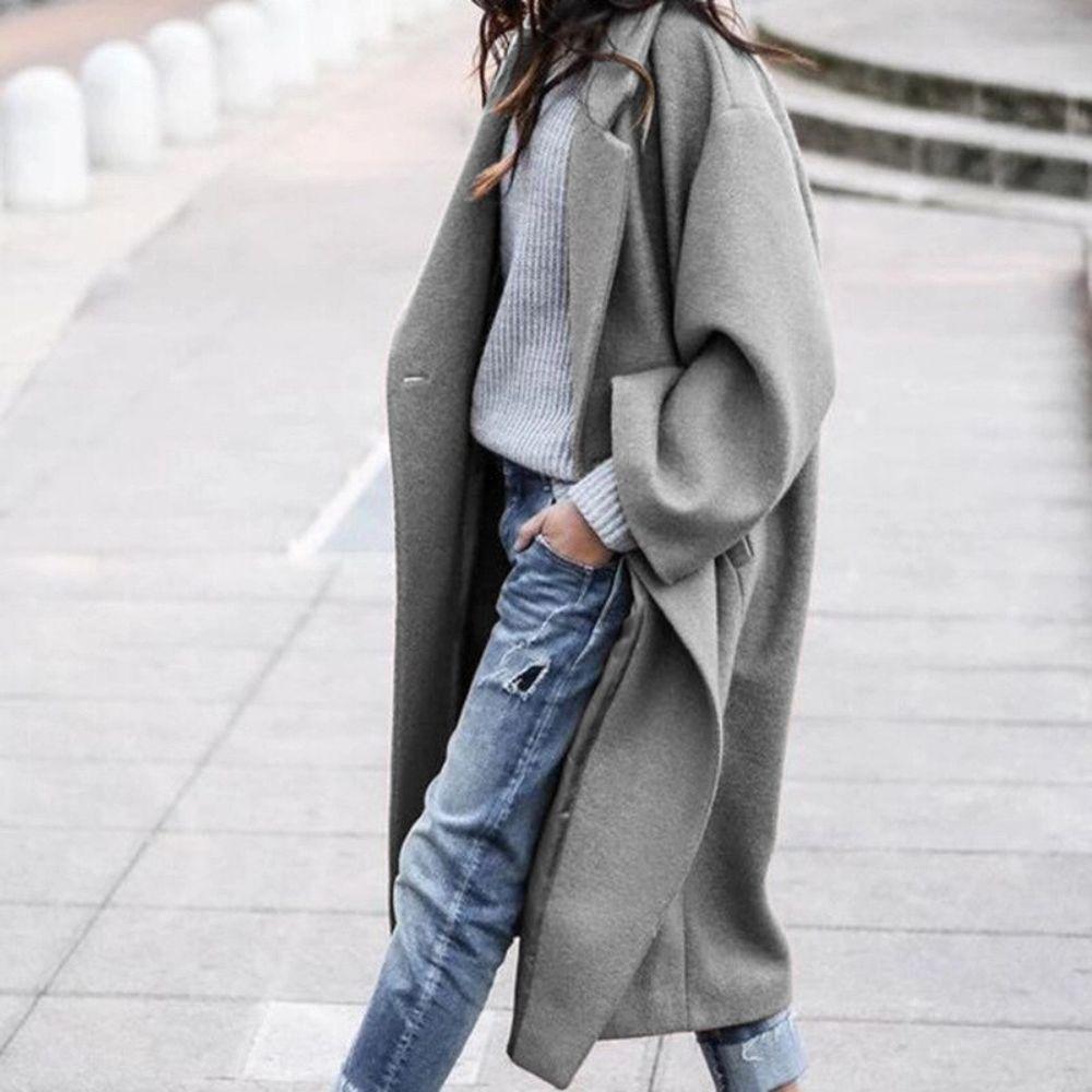 Abrigo largo de invierno para mujer, cálido, elegante y cortavientos.