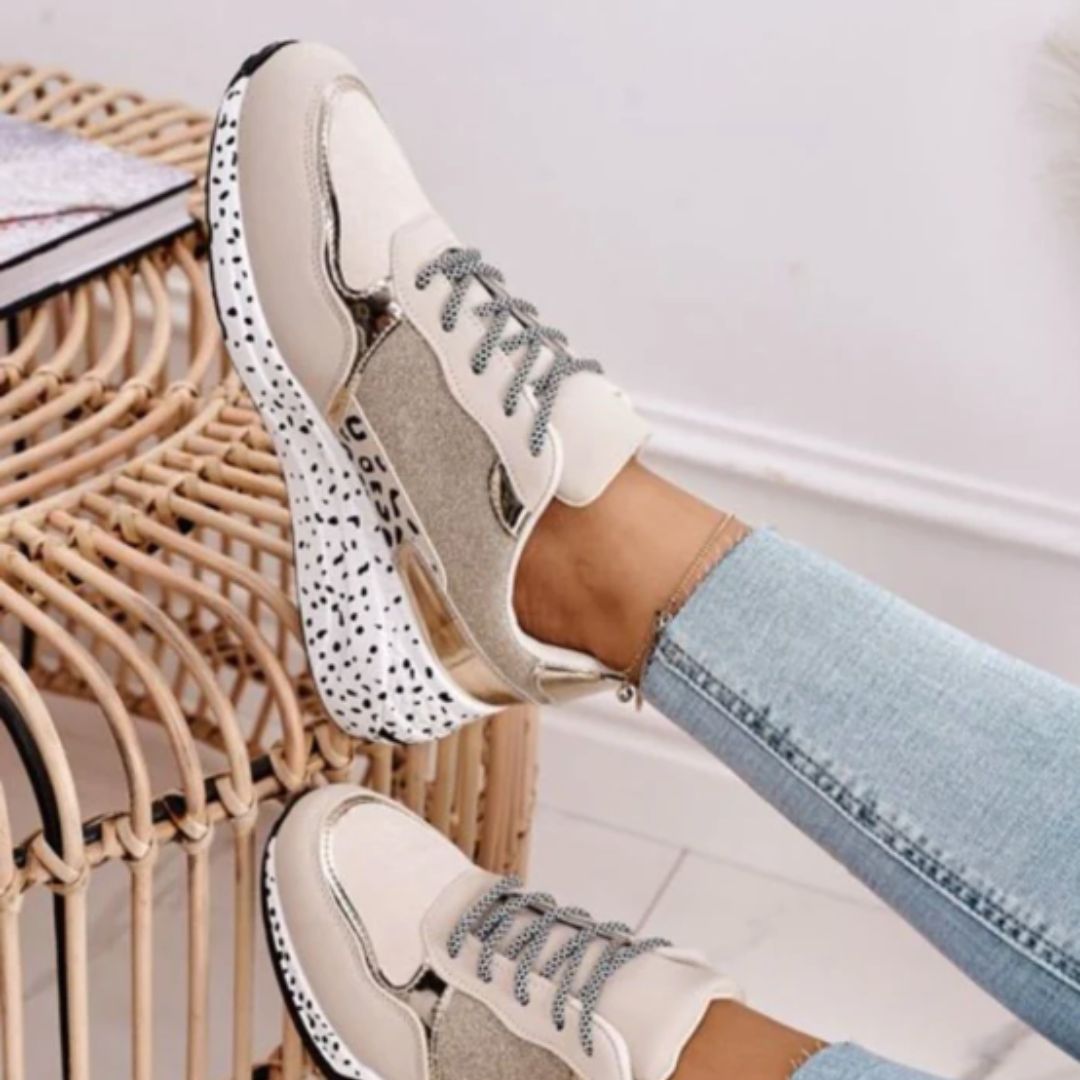 Sneakers plataforma metalizadas modernas y cómodas uso diario