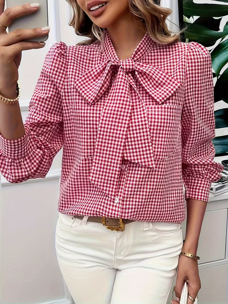 Blusa con detalle de lazo mujer, ligera y refinada para primavera