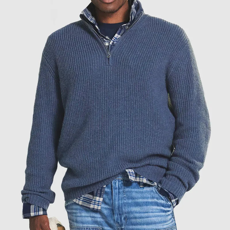 Elegante jersey con cremallera de mezcla de cachemira: cómodo y elegante