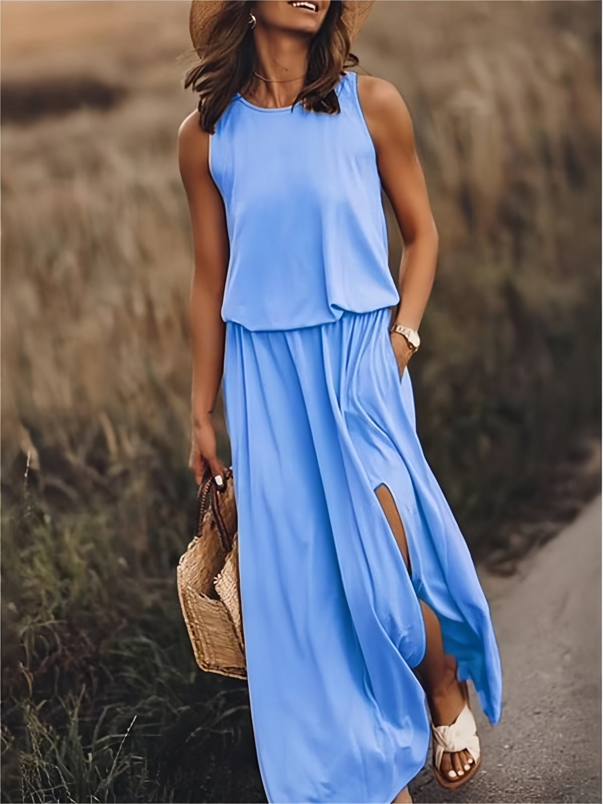 Vestido largo de mujer, cómodo y moderno para verano