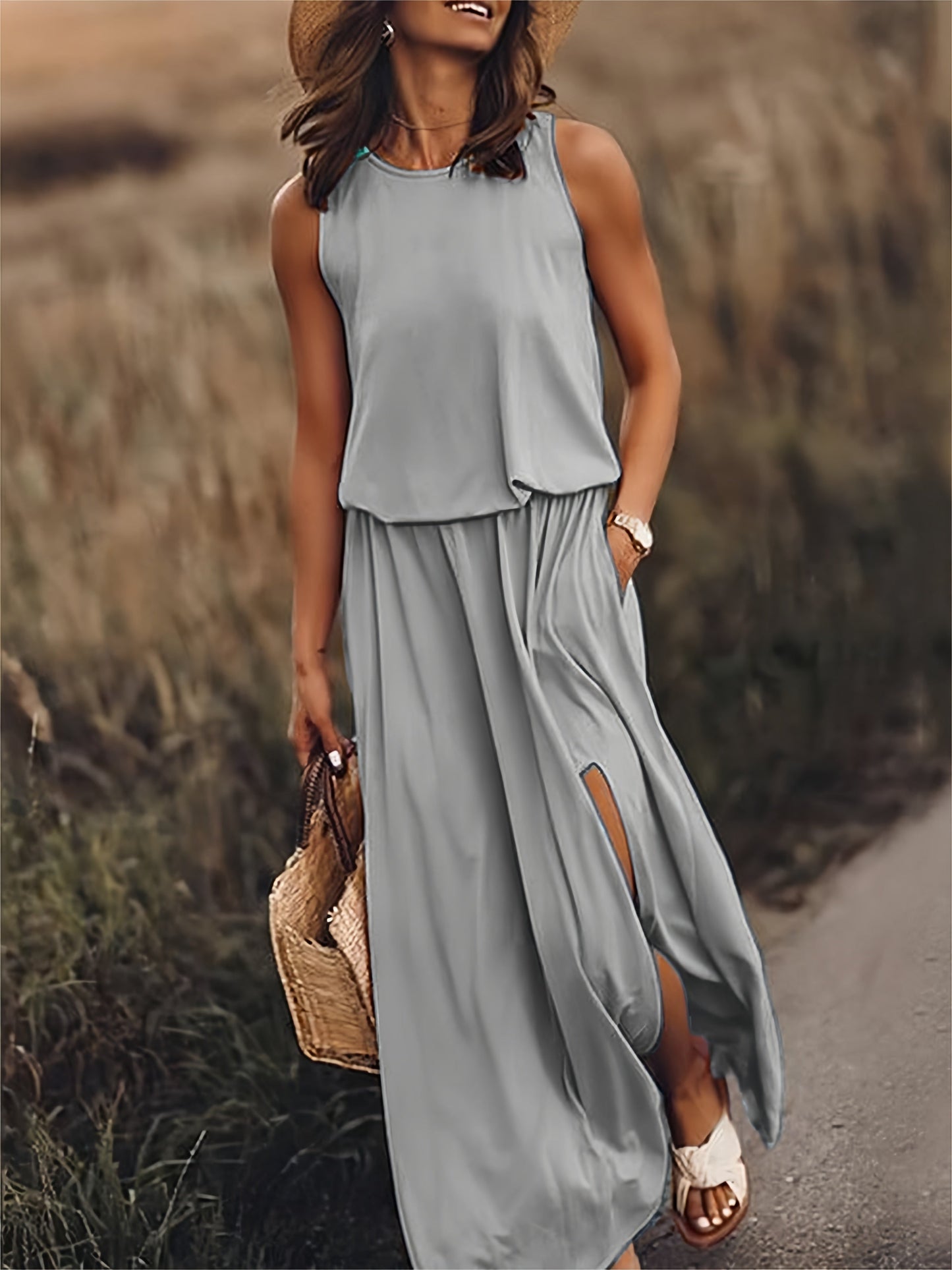 Vestido largo de mujer, cómodo y moderno para verano