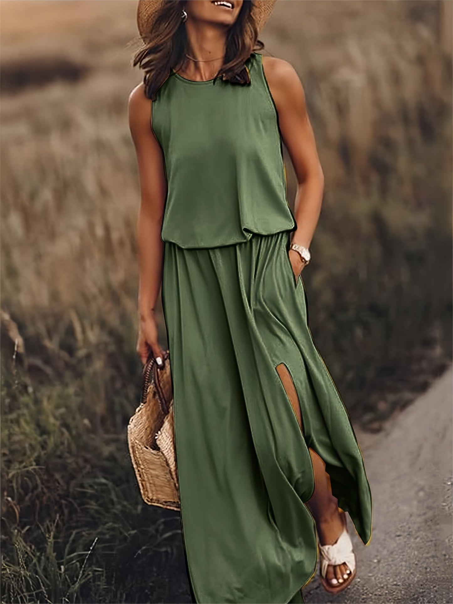 Vestido largo de mujer, cómodo y moderno para verano