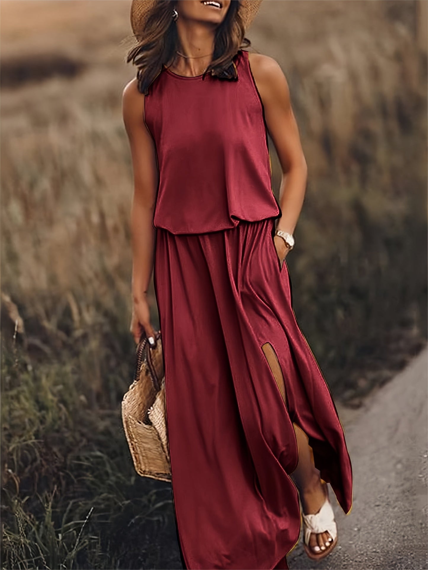 Vestido largo de mujer, cómodo y moderno para verano