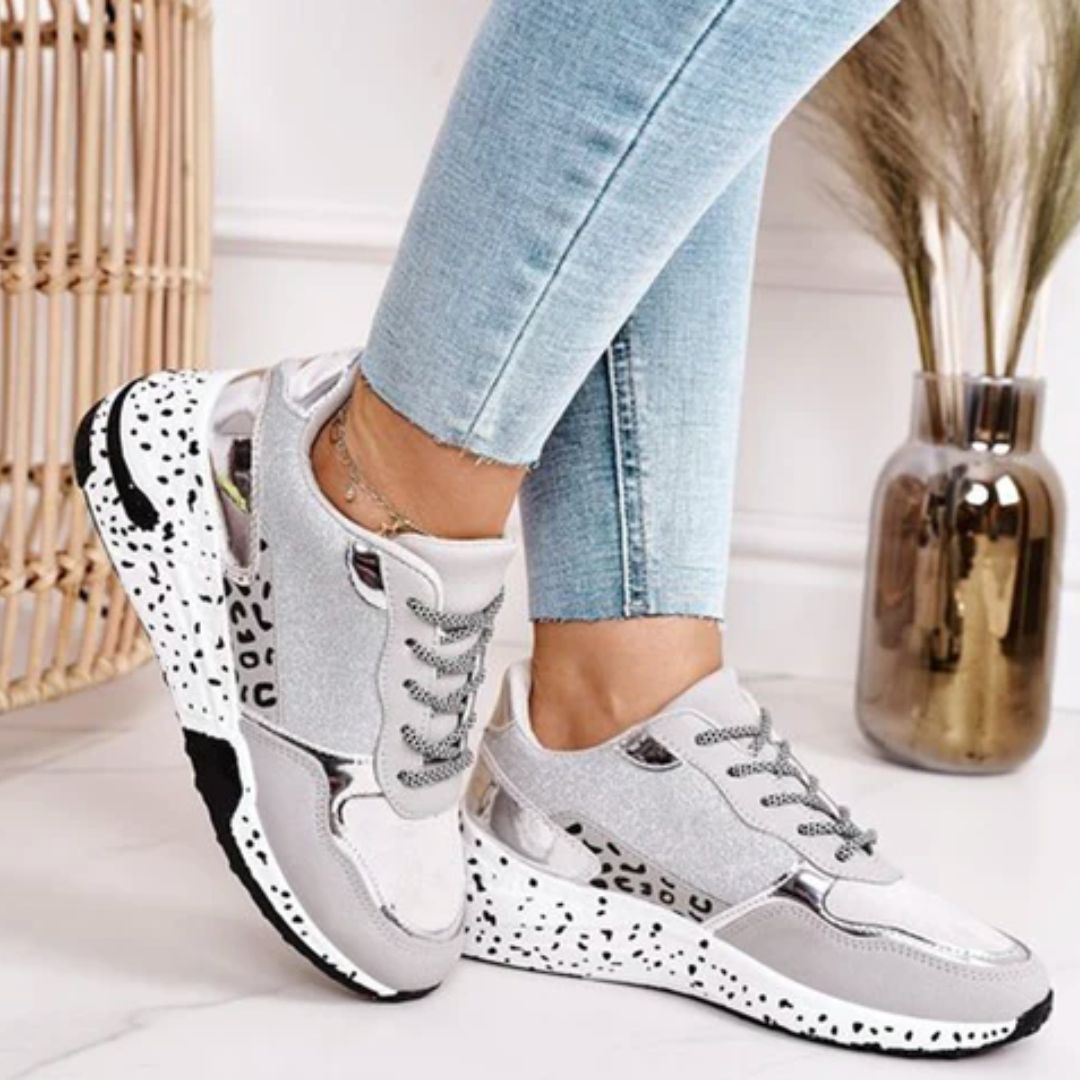 Sneakers plataforma metalizadas modernas y cómodas uso diario