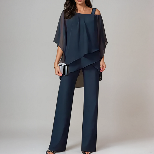 Conjunto Mujer – Dos Piezas, Capas Superpuestas y Estilo Elegante