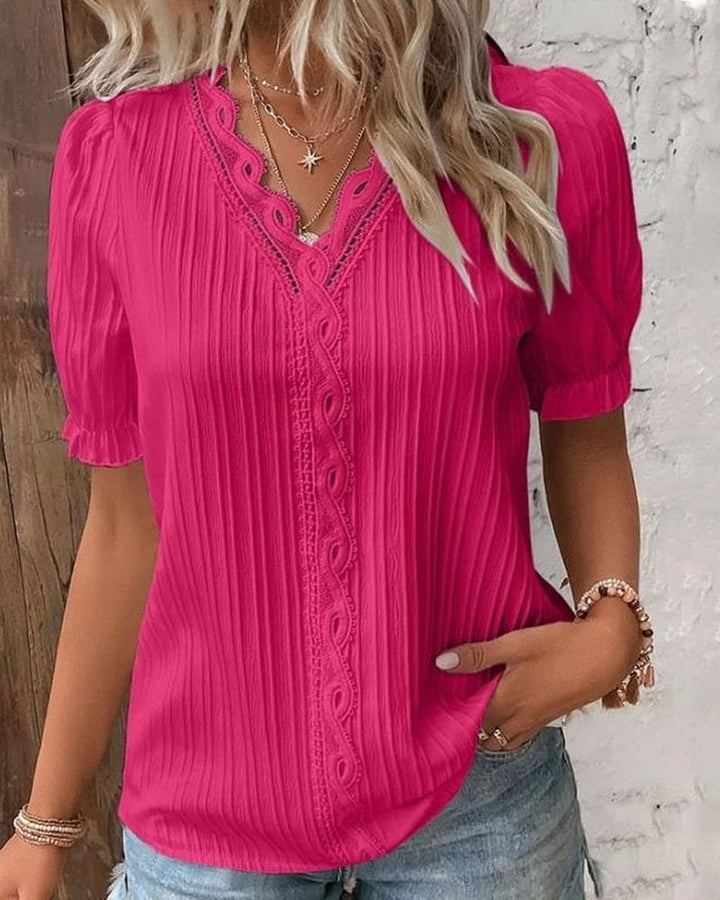 Blusa mujer escote en V, elegante y confortable para primavera