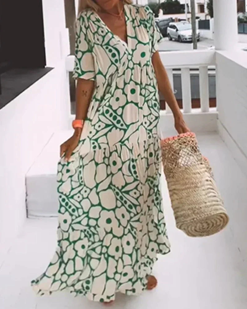 Vestido Largo Verano Mujer – Fluido y con Elegantes Estampados Gráficos