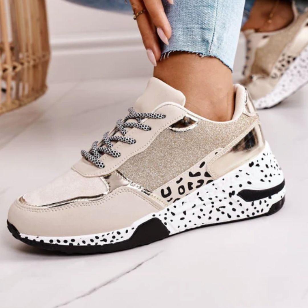 Sneakers plataforma metalizadas modernas y cómodas uso diario