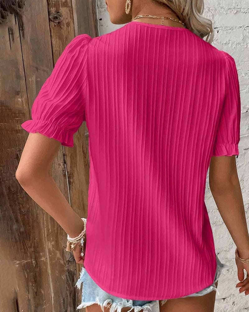 Blusa mujer escote en V, elegante y confortable para primavera