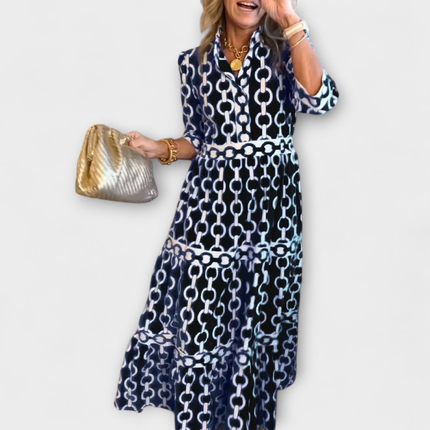 Melany | Vestido midi con estampado de cadenas
