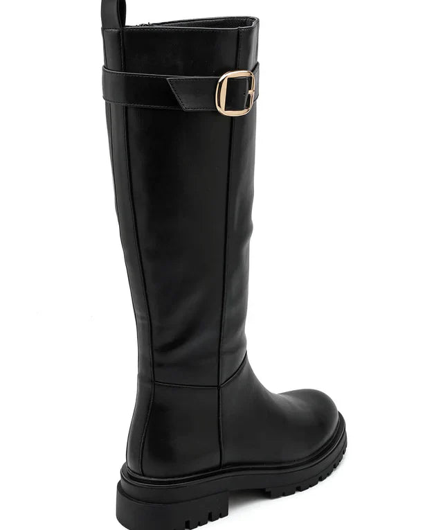 Botas altas para mujer, cuero elegante y diseño moderno