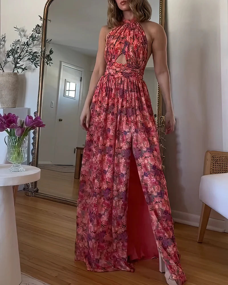 Marly | Maxi vestido sin espalda con estampado floral