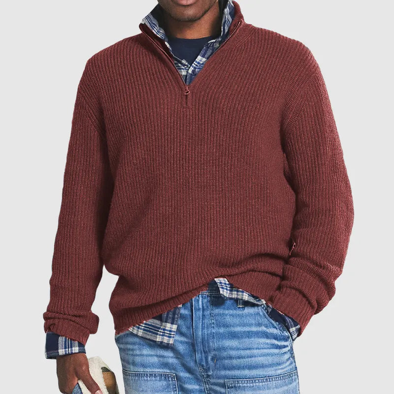 Elegante jersey con cremallera de mezcla de cachemira: cómodo y elegante