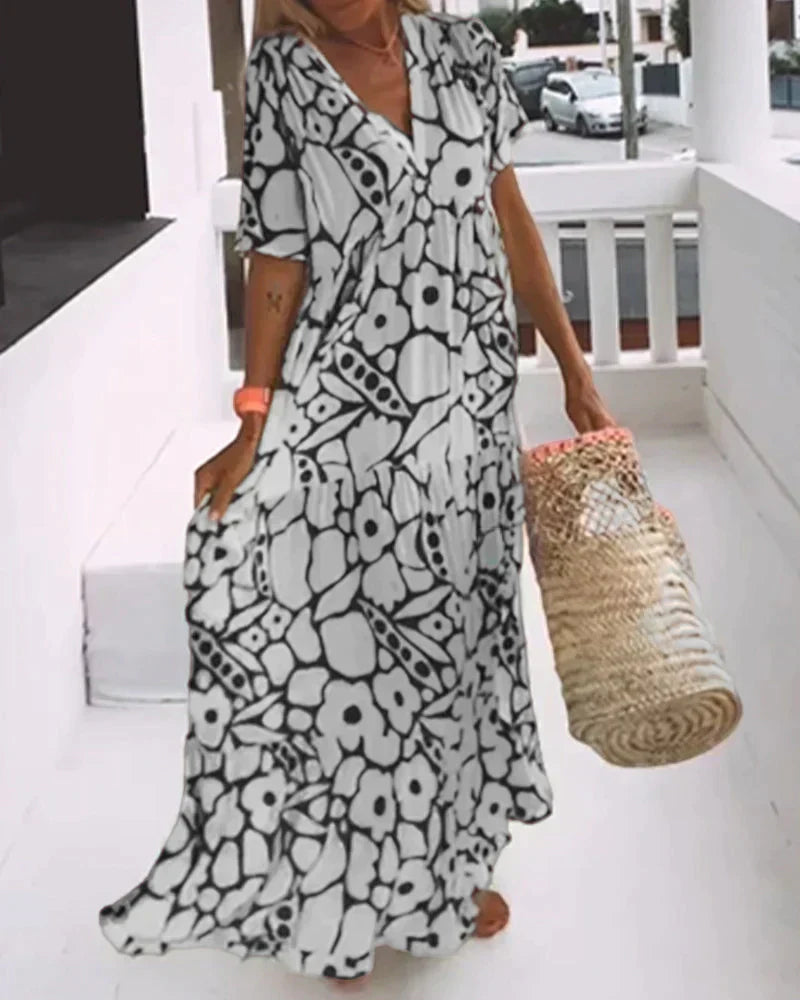 Vestido Largo Verano Mujer – Fluido y con Elegantes Estampados Gráficos